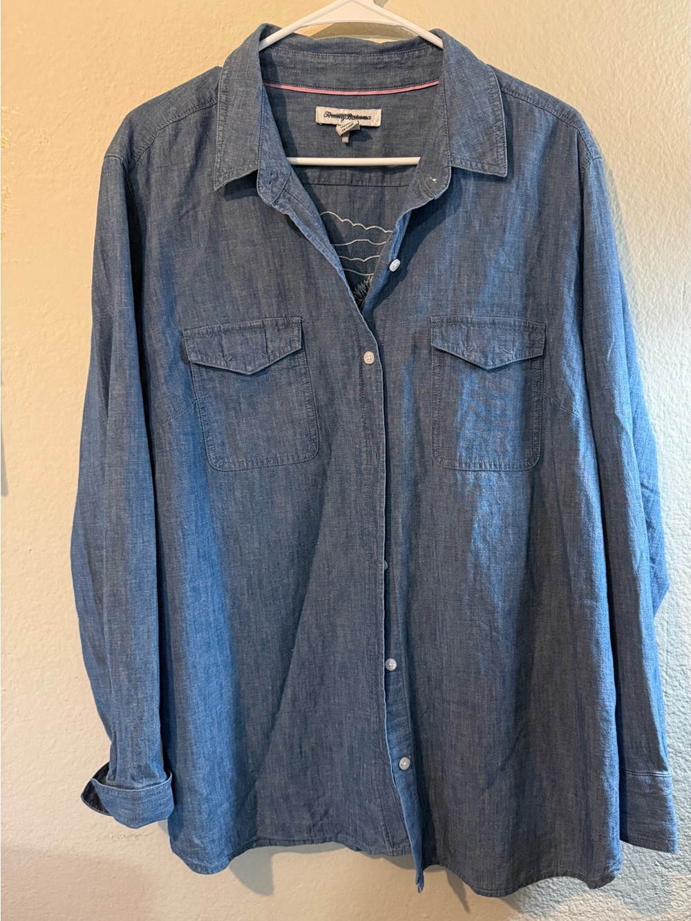 Tommy Bahama Women’s Blue Chambray Button-Down Shirt